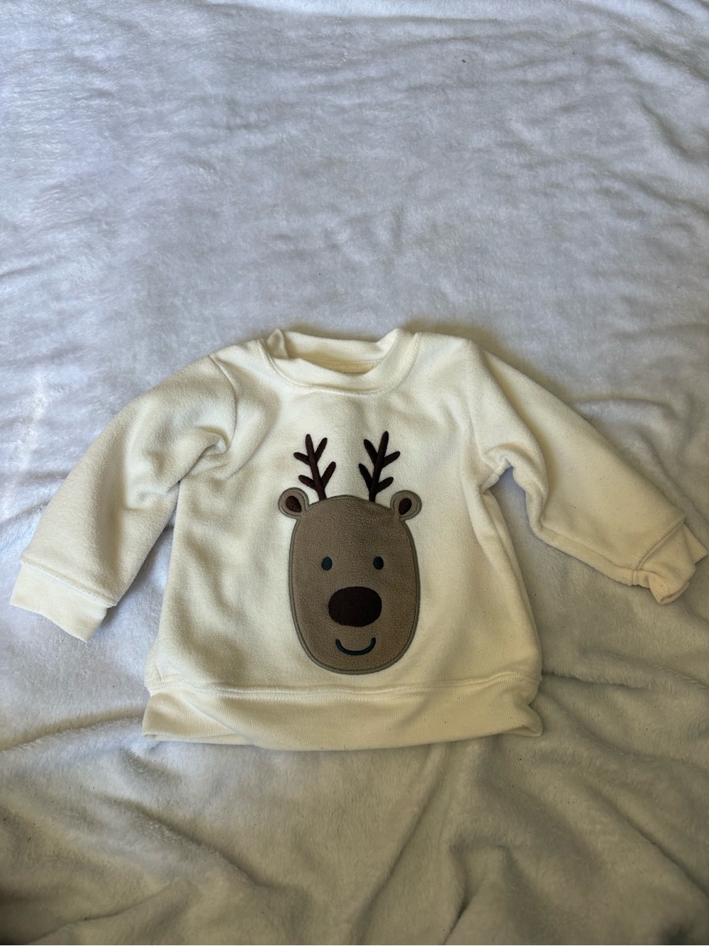 Carter's Cream Fleece Sweatshirt with Reindeer Applique